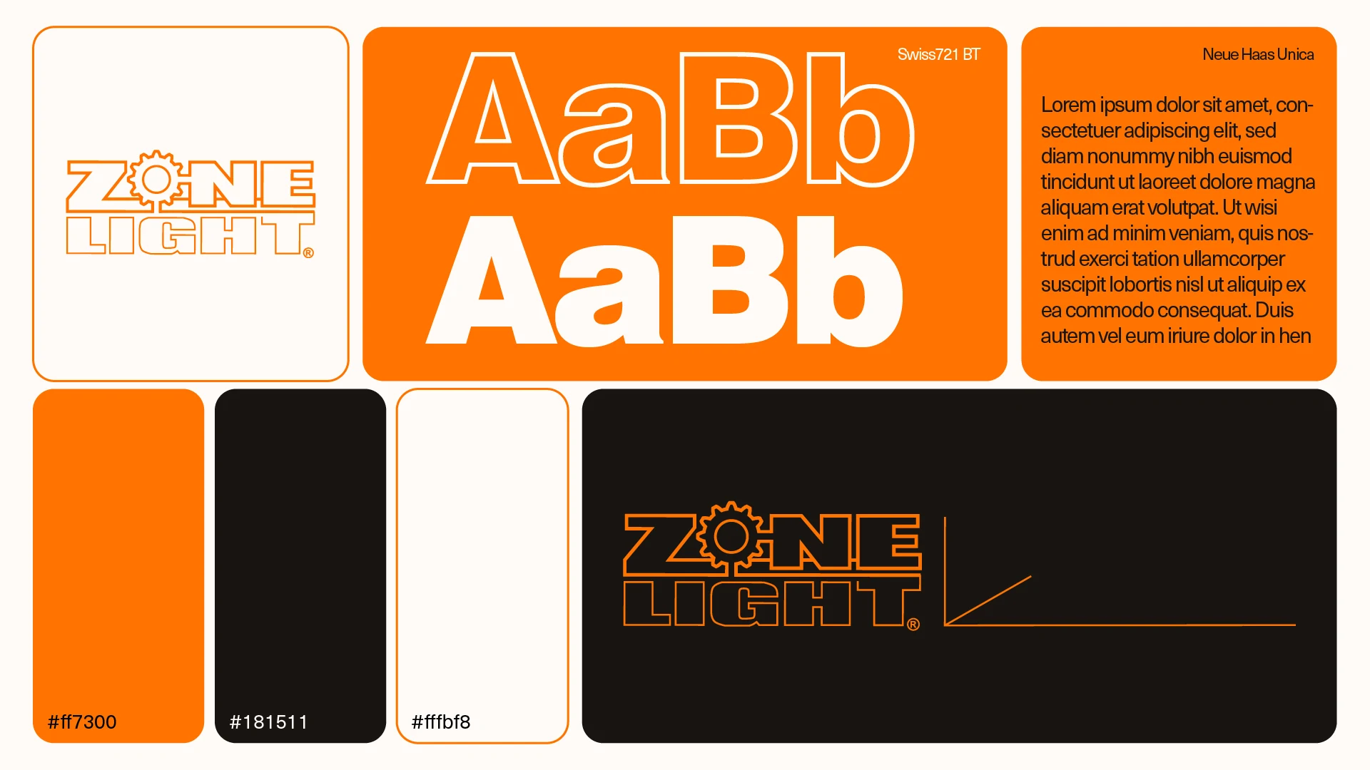 Corporate-Design-Board von Zonelight: Logo, Typografie, Farbwelt